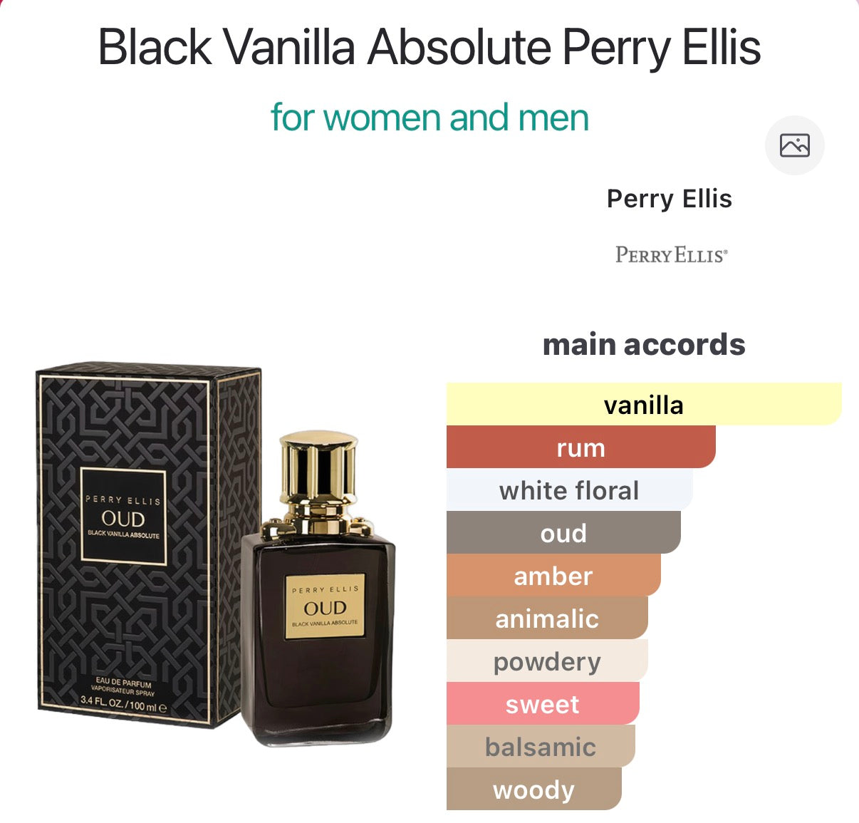 Perry Ellis: Black Vanilla Absolute-Sample